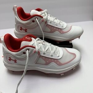 Under Armour Glyde‎ MT Metal Softball Cleats Women's 7 White Red 3024328-102